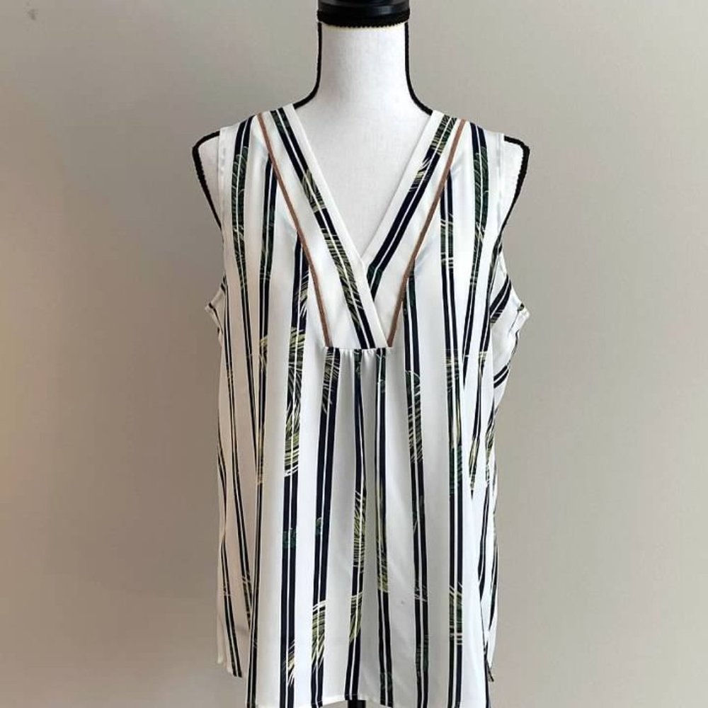 Ivanka Trump Printed Georgette Sleeveless V-Neck